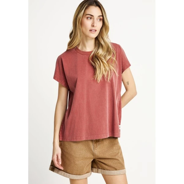 Funky Buddha Slit Sleeve T-Shirt Γυναικείο (FBL013-106-04-HENNA-BROWN)