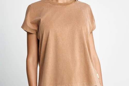 Funky Buddha Slit Sleeve T-Shirt Γυναικείο (FBL013-106-04-TOBACCO-BROWN)