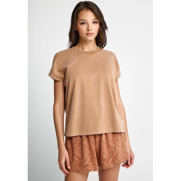 Funky Buddha Slit Sleeve T-Shirt Γυναικείο (FBL013-106-04-TOBACCO-BROWN)