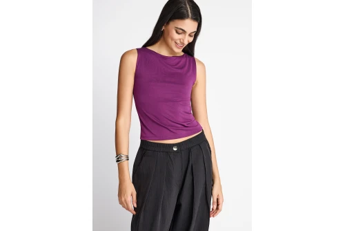 Funky Buddha Modal Μπλούζα Αμάνικη Γυναικεία (FBL013-106-17-GRAPE-JUICE)