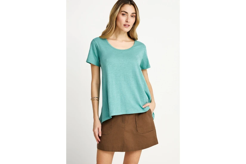 Funky Buddha The Basics Collection Γυναικείο Κοντομάνικο T-Shirt Βεραμάν