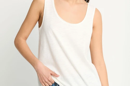 Funky Buddha Cotton Μπλούζα Αμάνικη Γυναικεία (FBL013-108-04-OFF-WHITE)