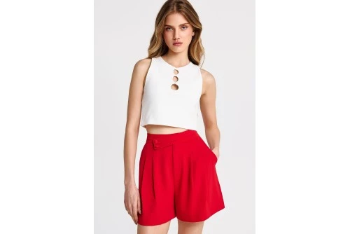Funky Buddha Crop Top Αμάνικο Γυναικείο (FBL013-109-17-WHITE)