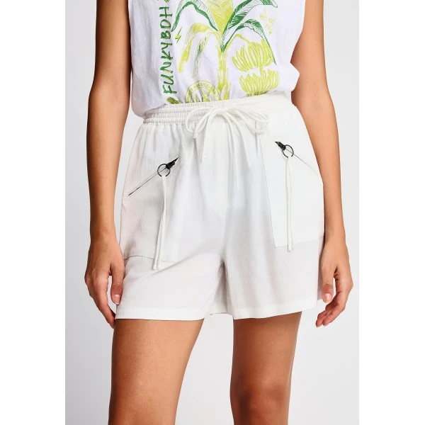 Funky Buddha Lyocell  Σορτς Casual Γυναικείο (FBL013-110-03-OFF-WHITE)