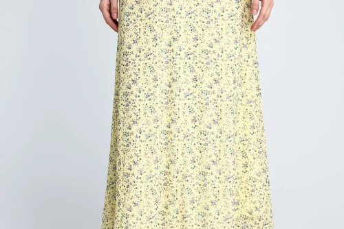 Funky Buddha Floral A-Line Φούστα Μidi Γυναικεία (FBL013-110-14-LEMONADE)