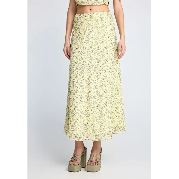 Funky Buddha Floral A-Line Φούστα Μidi Γυναικεία (FBL013-110-14-LEMONADE)