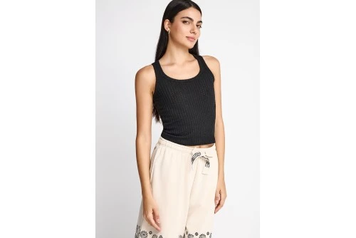 Funky Buddha Rib Μπλούζα Αμάνικη Γυναικεία (FBL013-110-17-BLACK)