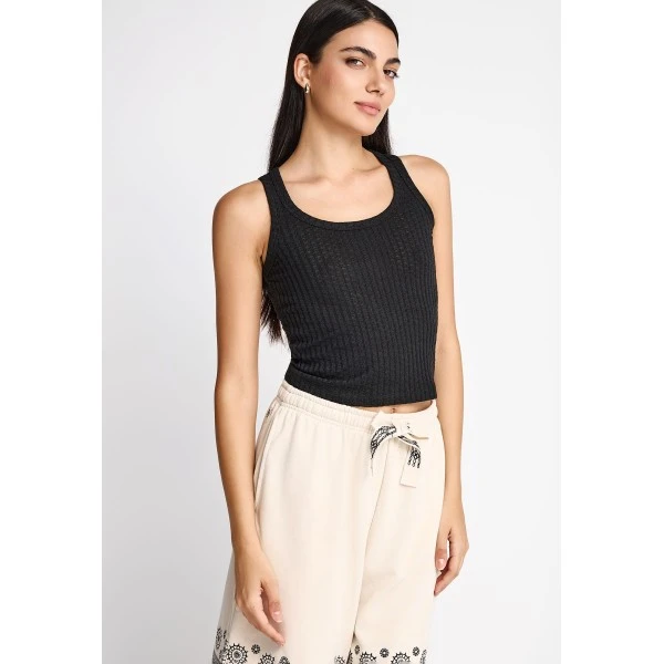 Funky Buddha Rib Μπλούζα Αμάνικη Γυναικεία (FBL013-110-17-BLACK)