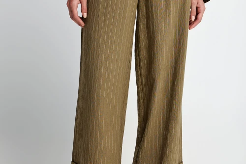 Funky Buddha Striped Παντελόνα Γυναικεία (FBL013-111-02-DUSTY-OLIVE)