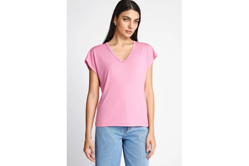 Funky Buddha The Basics Collection V-Neck T-Shirt Γυναικείο (FBL013-111-04-CASHMERE-ROSE)