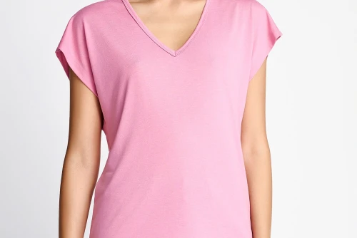 Funky Buddha The Basics Collection V-Neck T-Shirt Γυναικείο (FBL013-111-04-CASHMERE-ROSE)