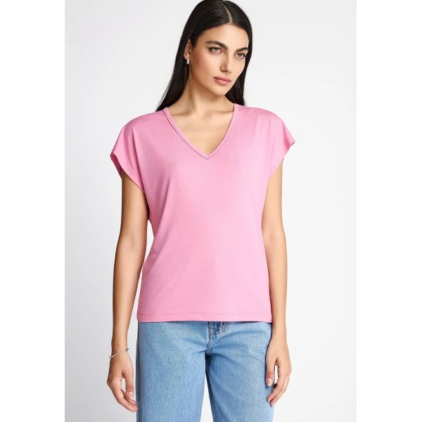 Funky Buddha The Basics Collection V-Neck T-Shirt Γυναικείο (FBL013-111-04-CASHMERE-ROSE)