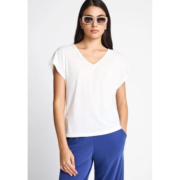 Funky Buddha The Basics Collection V-Neck T-Shirt Γυναικείο (FBL013-111-04-OFF-WHITE)