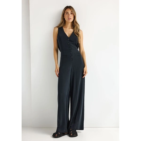 Funky Buddha Lyocell With Open Back Ολόσωμη Φόρμα Γυναικεία (FBL013-111-12-BLACK)