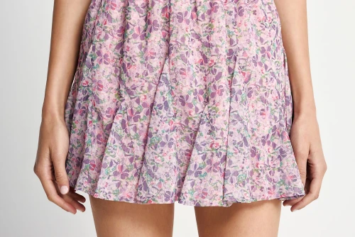 Funky Buddha Floral Φούστα Mini Γυναικεία (FBL013-111-14-LILAC)