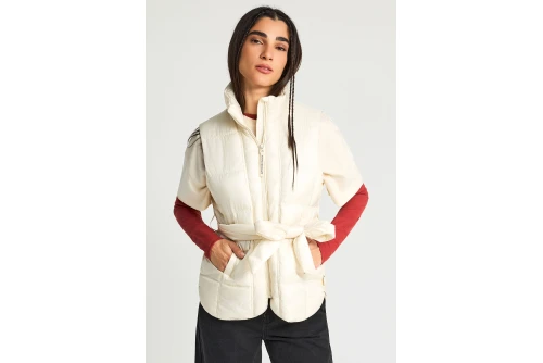 Funky Buddha Μπουφάν Αμάνικο Γυναικείο (FBL013-112-01-CLOUD-CREAM)
