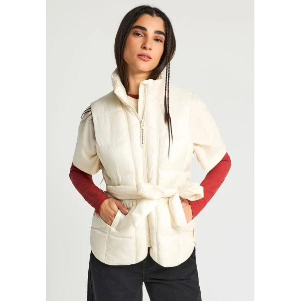 Funky Buddha Μπουφάν Αμάνικο Γυναικείο (FBL013-112-01-CLOUD-CREAM)