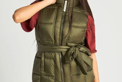 Funky Buddha Μπουφάν Αμάνικο Γυναικείο (FBL013-112-01-HERBAL-KHAKI)