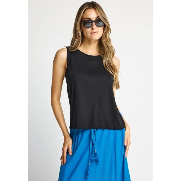 Funky Buddha The Basics Collection Viscose Μπλούζα Αμάνικη Γυναικεία (FBL013-112-04-BLACK)