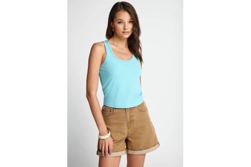 Funky Buddha Rib Μπλούζα Αμάνικη Γυναικεία (FBL013-113-17-RETRO-BLUE)