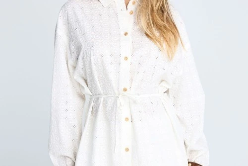 Funky Buddha Embroidery Πουκάμισο Μακρυμάνικο Γυναικείο (FBL013-114-05-WHITE)