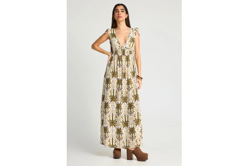 Funky Buddha Φόρεμα Maxi Γυναικείο (FBL013-114-13-OLIVE)