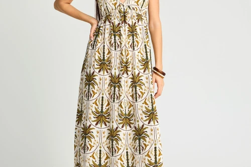 Funky Buddha Φόρεμα Maxi Γυναικείο (FBL013-114-13-OLIVE)