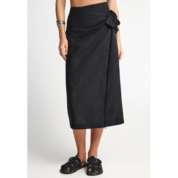 Funky Buddha Φούστα Μidi Γυναικεία (FBL013-114-14-BLACK)