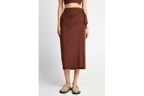 Funky Buddha Φούστα Μidi Γυναικεία (FBL013-114-14-COCONUT-SHELL)