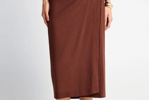 Funky Buddha Φούστα Μidi Γυναικεία (FBL013-114-14-COCONUT-SHELL)