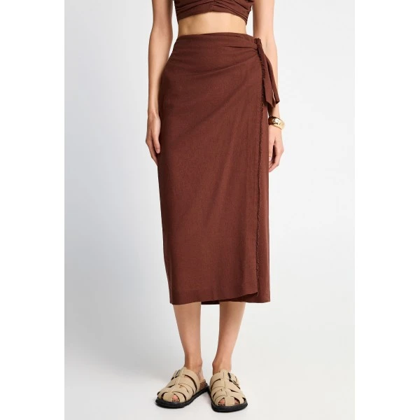 Funky Buddha Φούστα Μidi Γυναικεία (FBL013-114-14-COCONUT-SHELL)