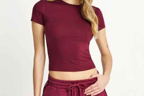 Funky Buddha Slim T-Shirt Γυναικείο (FBL013-115-04-BURGUNDY)