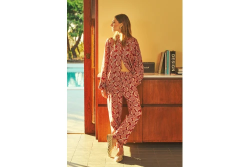 Funky Buddha Linen Blend Πουκάμισο Μακρυμάνικο Γυναικείο (FBL013-115-05-BAKED-APPLE)