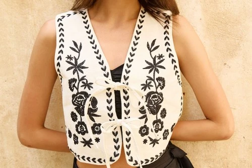 Funky Buddha Γιλέκο Γυναικείο (FBL013-116-01-OFF-WHITE)