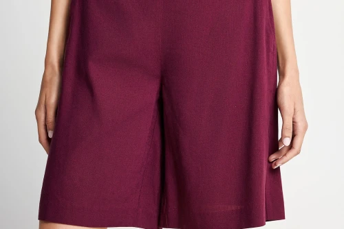 Funky Buddha Linen Blend Βερμούδα Casual Γυναικεία (FBL013-116-03-BURGUNDY)