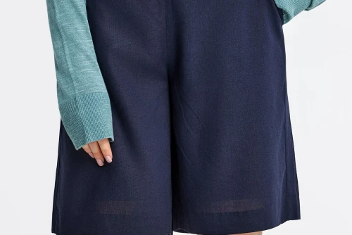 Funky Buddha Linen Blend Βερμούδα Casual Γυναικεία (FBL013-116-03-MIDNIGHT-BLUE)