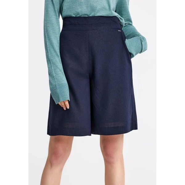 Funky Buddha Linen Blend Βερμούδα Casual Γυναικεία (FBL013-116-03-MIDNIGHT-BLUE)
