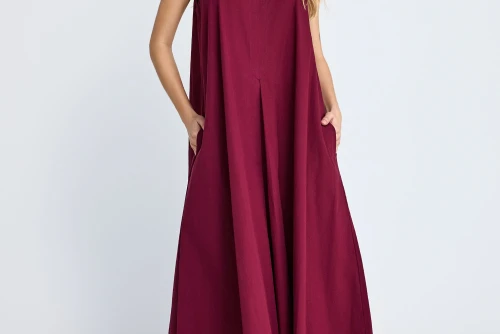 Funky Buddha Relaxed Φόρεμα Maxi Γυναικείο (FBL013-118-13-BURGUNDY)