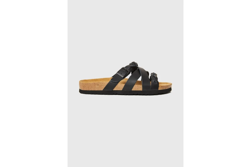 Funky Buddha Suede Γυναικεία Σανδάλια Μαύρα