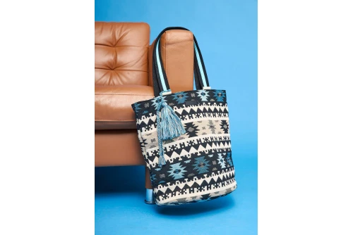 Funky Buddha Ethnic Jacquard Τσάντα Ώμου (FBL013-119-10-AZURE-BLUE)