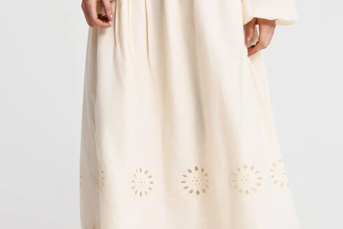 Funky Buddha Embroidery Φούστα Maxi Γυναικεία (FBL013-119-14-CHALK)
