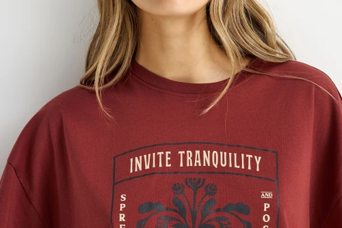 Funky Buddha Graphic Print T-Shirt Γυναικείο (FBL013-121-04-HENNA-BROWN)