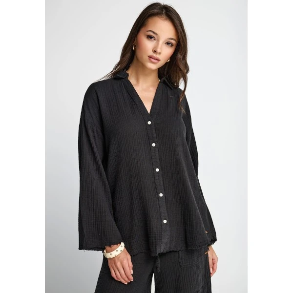 Funky Buddha Cotton Πουκάμισο Μακρυμάνικο Γυναικείο (FBL013-121-05-BLACK)