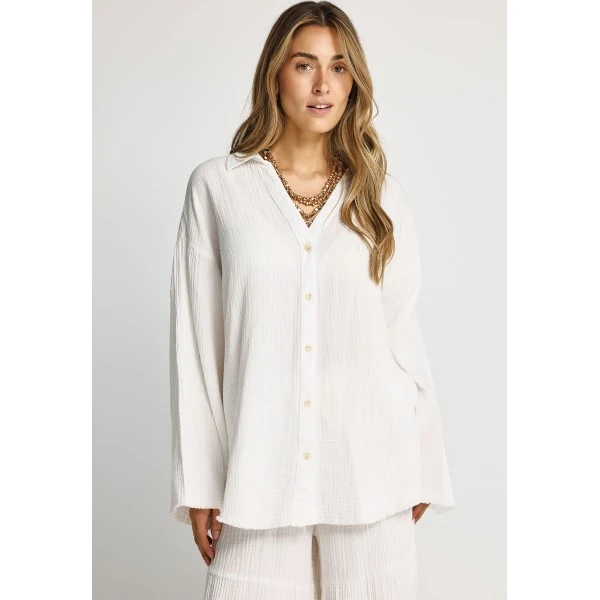 Funky Buddha Cotton Πουκάμισο Μακρυμάνικο Γυναικείο (FBL013-121-05-OFF-WHITE)