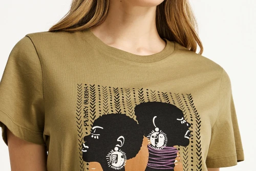 Funky Buddha Graphic Print T-Shirt Γυναικείο (FBL013-122-04-GREEN-MOSS)