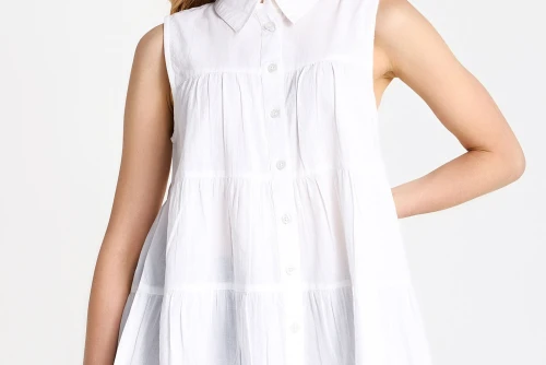 Funky Buddha Ruffles Πουκάμισο Αμάνικο Γυναικείο (FBL013-122-05-WHITE)