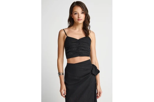 Funky Buddha Fitted Crop Top Αμάνικο Γυναικείο (FBL013-123-17-BLACK)
