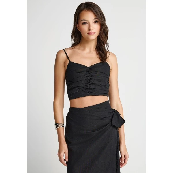 Funky Buddha Fitted Crop Top Αμάνικο Γυναικείο (FBL013-123-17-BLACK)