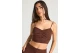 Funky Buddha Γυναικείο Αμάνικο Crop Top Καφέ