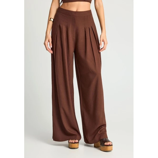 Funky Buddha Linen Blend Παντελόνα Γυναικεία (FBL013-124-02-COCONUT-SHELL)